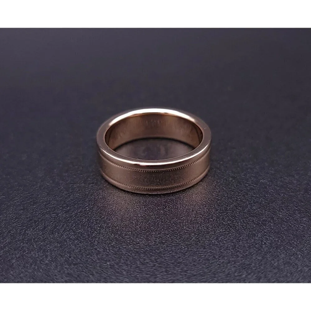 Tiffany & Co 18kt Rose Gold Together Double Milgrain 6mm Wedding Band Size 6.5